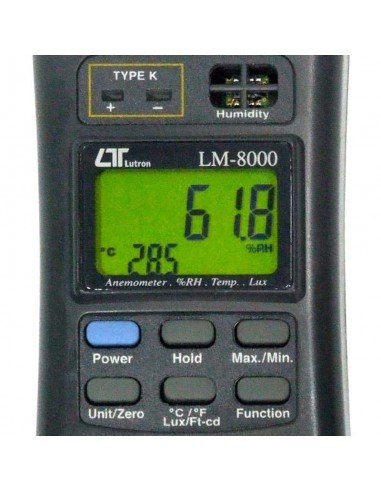 Anemômetro Termohigro Luxímetro Digital LM-8000 Lutron